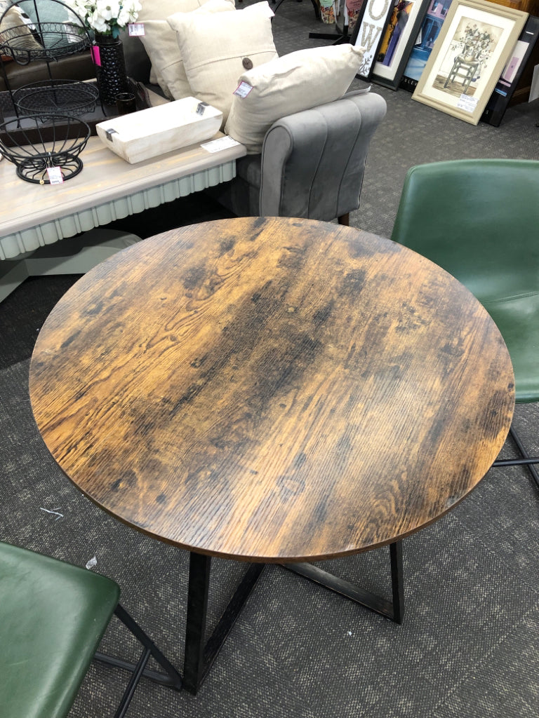 3PC MODERN TABLE & CHAIRS W/CRISCROSS BASE.