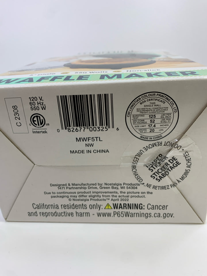 NIB MY MINI WAFFLE MAKER.