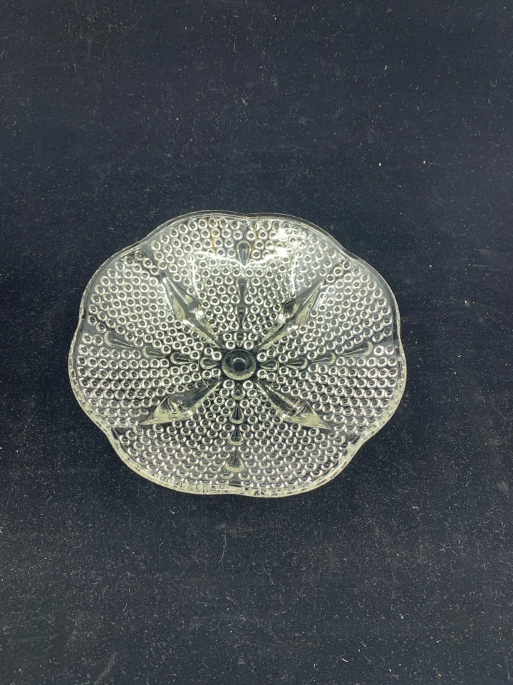 SHALLOW FOOTED DISH W/ BUBBLE DESIGN.