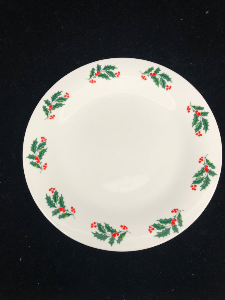 16PC HOLLY & BERRIES DISH SET- 4 DINNER PLATES, 4 SAUCERS, 4 CUPS, 4 LUNCH PLATE