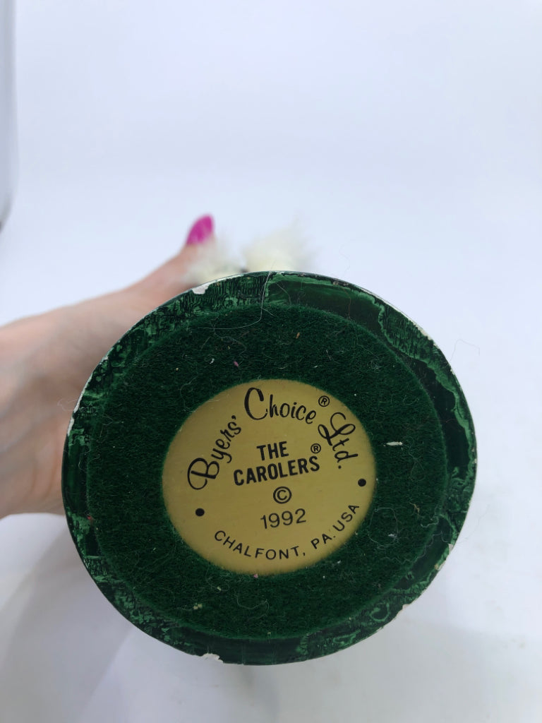 BYERS' CHOICE GIRL IN GREEN COAT W POOF AND SKATES-1992.