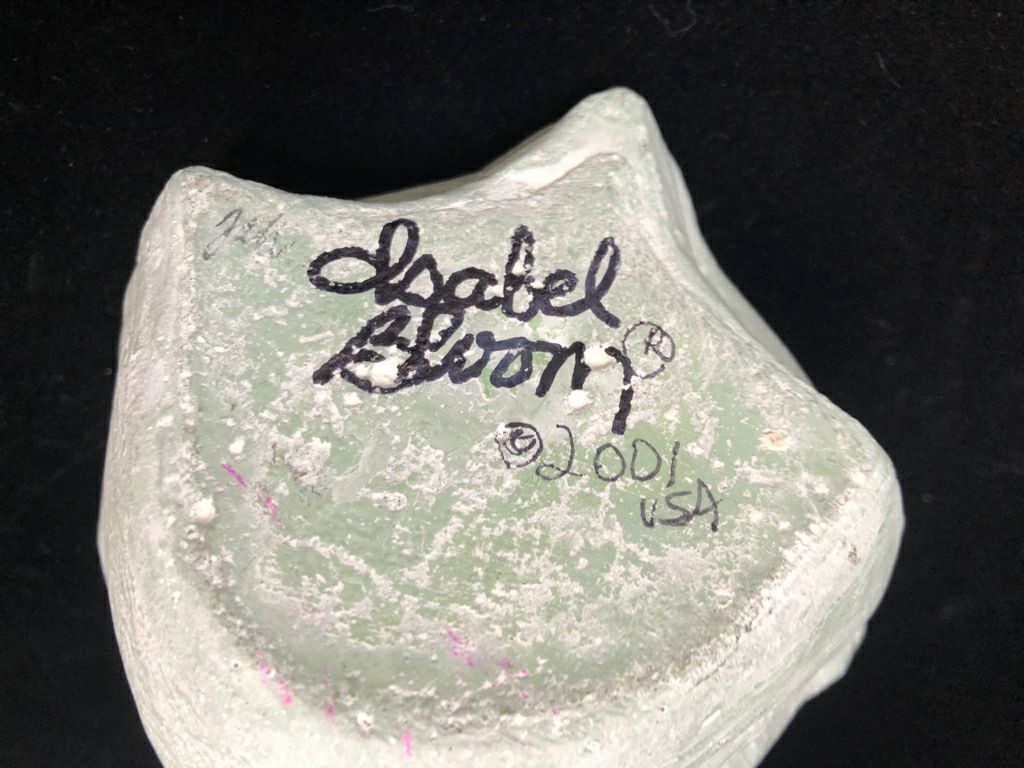 ISABEL BLOOM EMMA GIRL W/DAISIES BLUE CONCRETE FIGURINE.