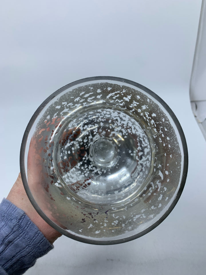 MERCURY GLASS CANDLE HOLDER.