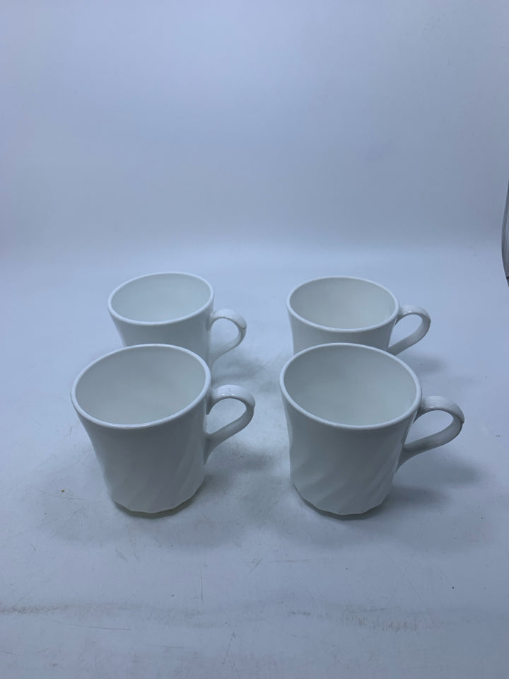 4 RIBBED MUGS.