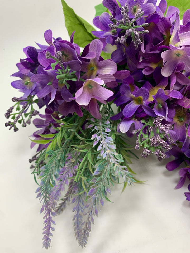 FAUX PURPLE FLOWER BOUQUET.