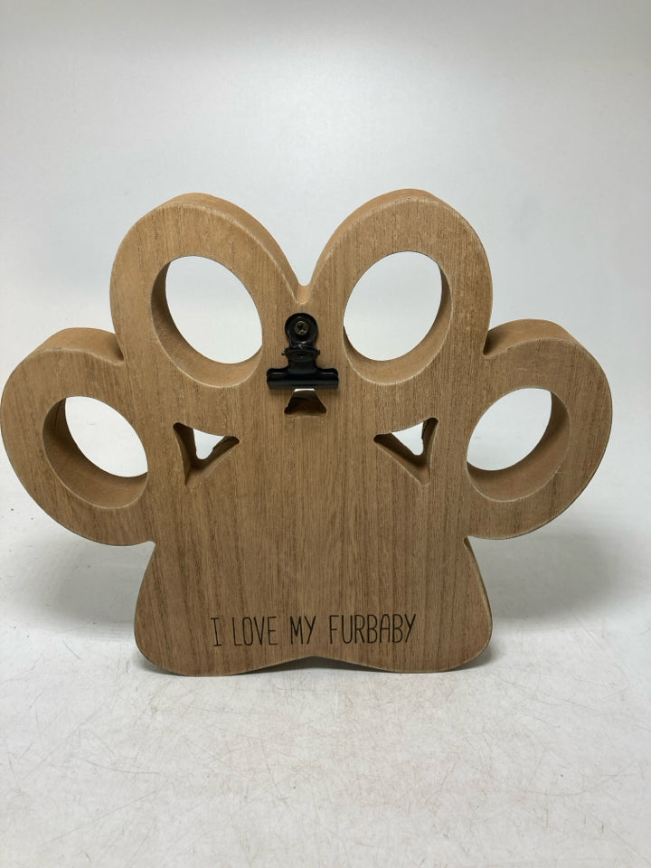 LOVE MY FURBABY CLIP PAW PRINT SHAPED PHOTO HOLDER.
