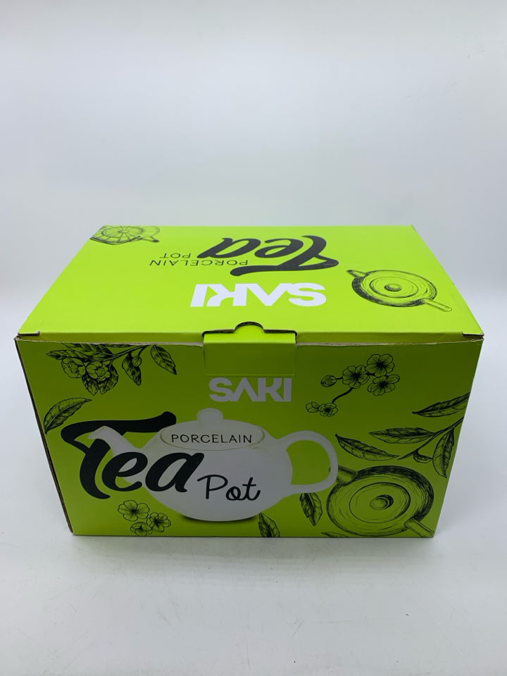 NIB SAKI PORCELAIN TEAPOT W/ INFUSER.