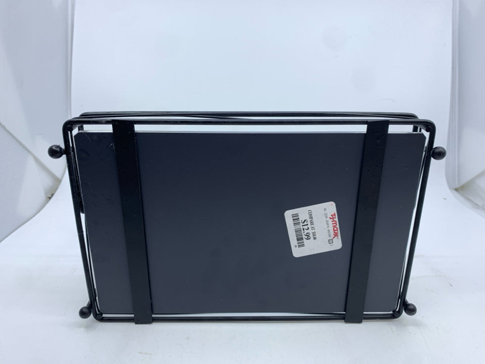 2 TIER BLACK METAL/GLASS MIRROR MAKEUP ORGANIZER.