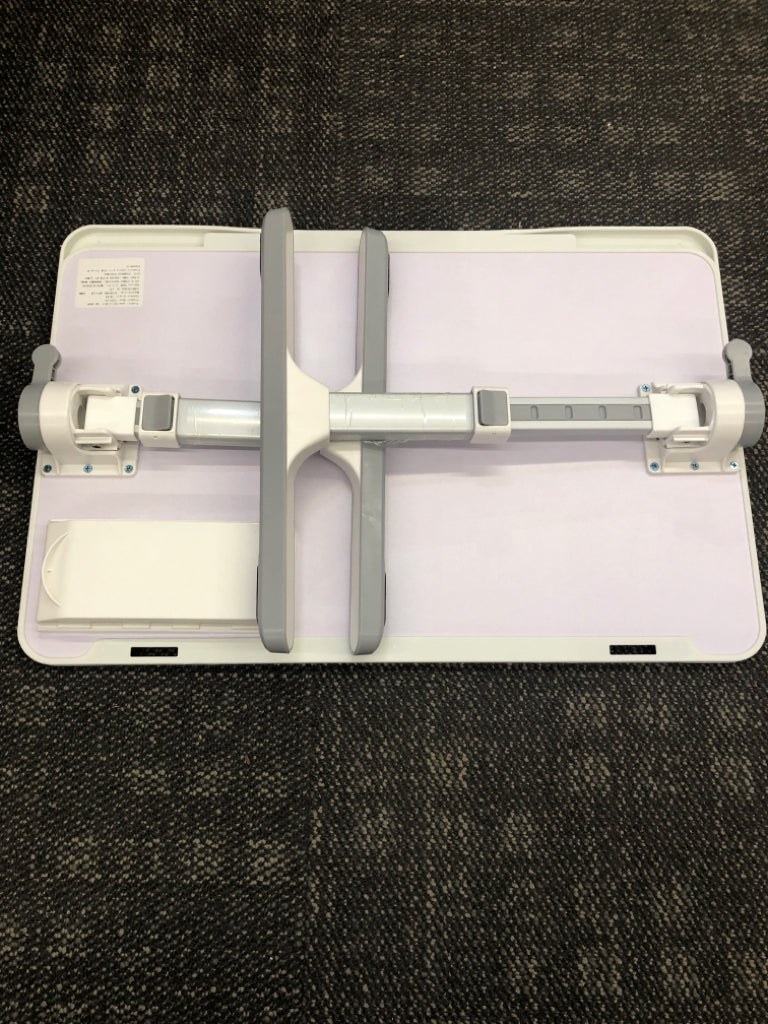WHITE/GREY PLASTIC ADJUSTABLE COMPUTER LAP DESK.