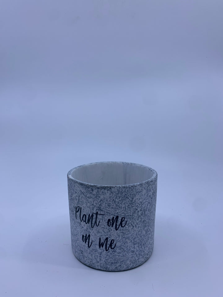 FAUX MARBLE CERAMIC PLANTER "PLANT ONE ON ME".