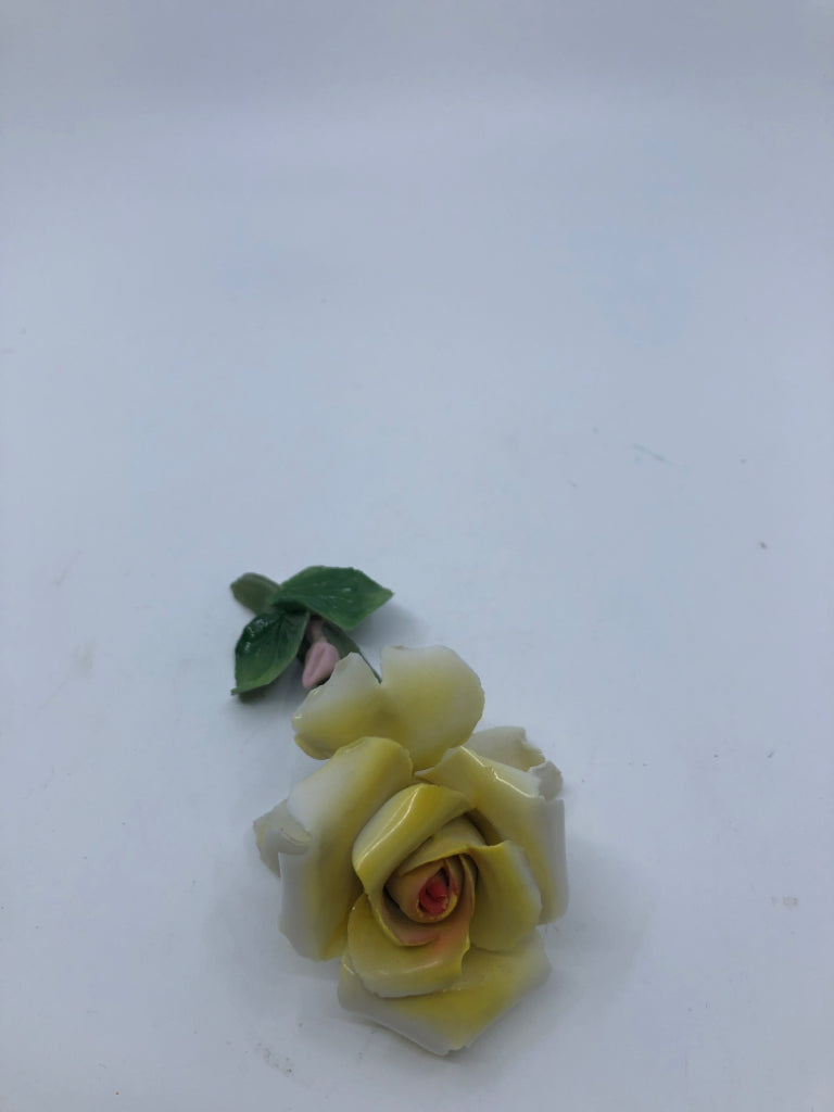 YELLOW ROSE PORCELAIN FLOWER.