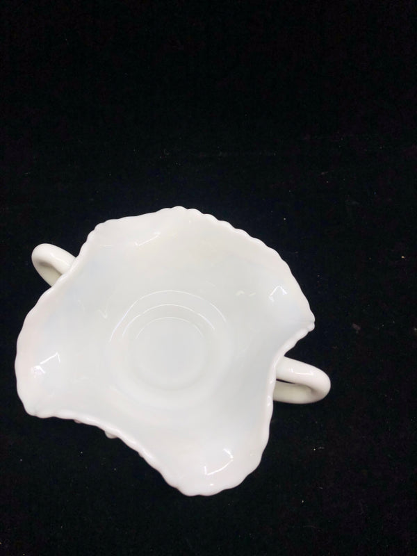 VTG FENTON RAISE EDGE CANDLE PLATE W 2 HANDLES.