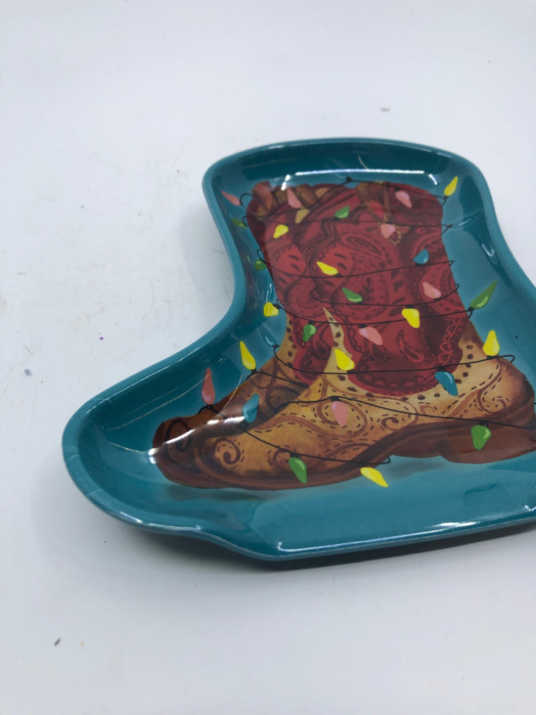 TEAL COWBOY BOOTS SPOON REST.