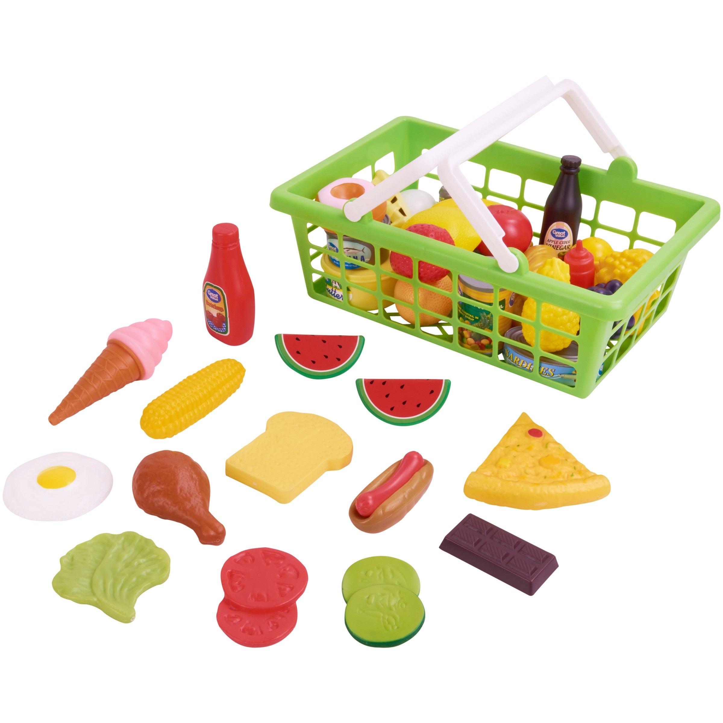 Kid Connection Play Food Basket  100 Pieces  Toddler Toys -