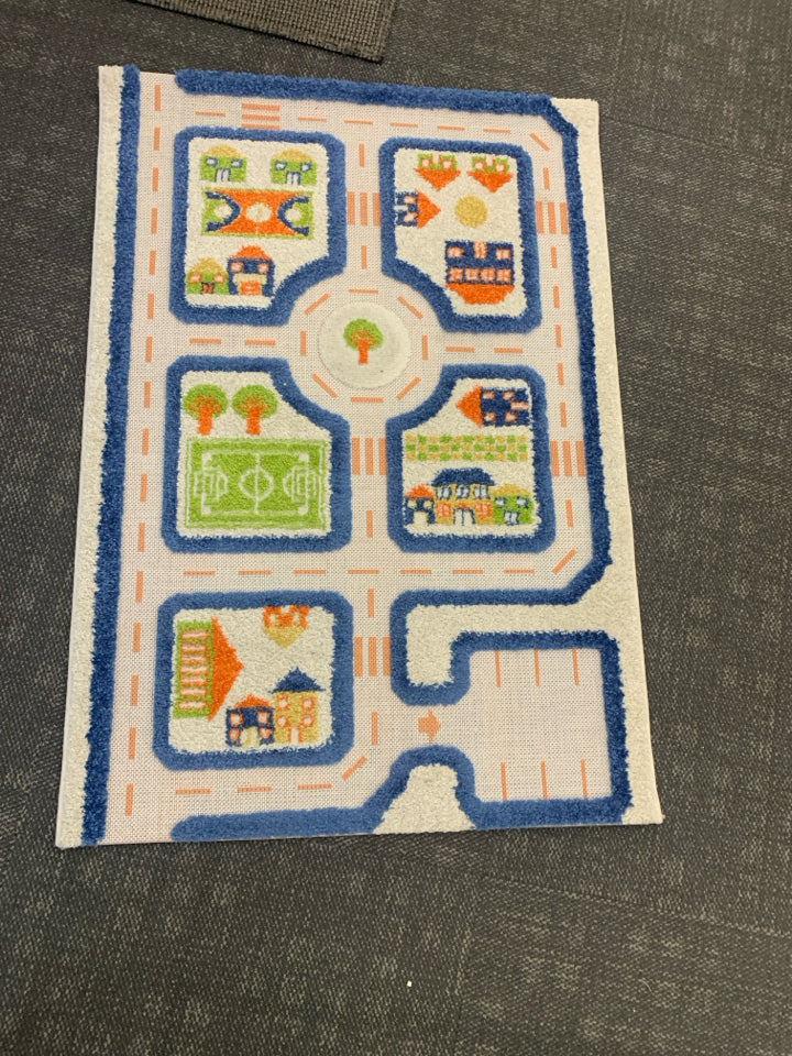 3D PLAY CARPET TRAFFIC BLUE RUG.