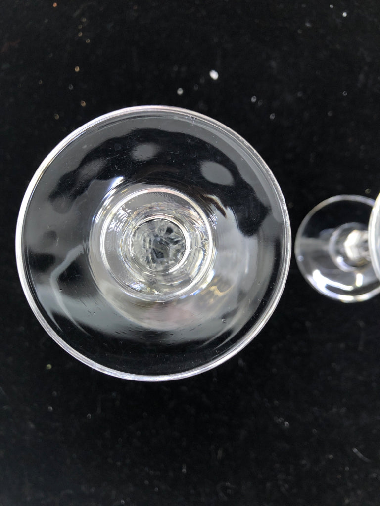 4 SILVER RIM WINE GLASSES.