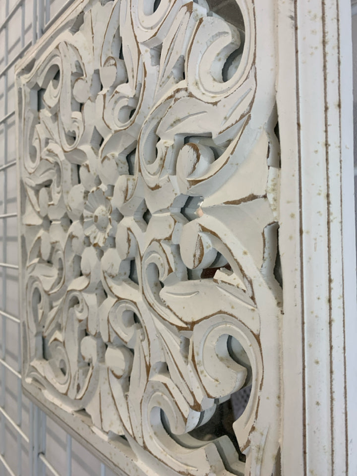 WHITE WOODEN DECOR WALL PANEL.