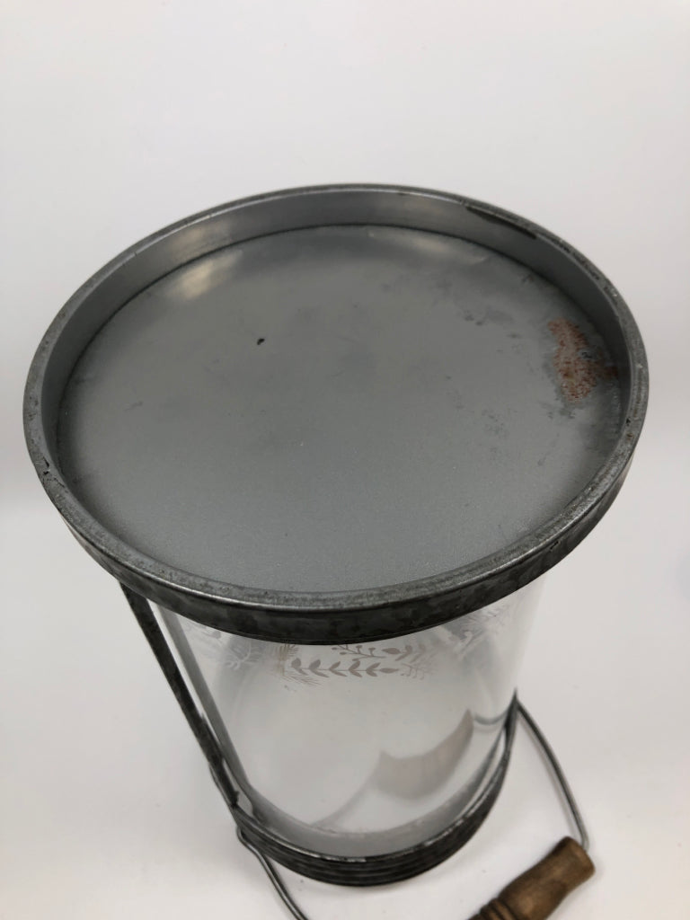 PEACE JOY CHEER GALVANIZED CANDLE LANTERN.