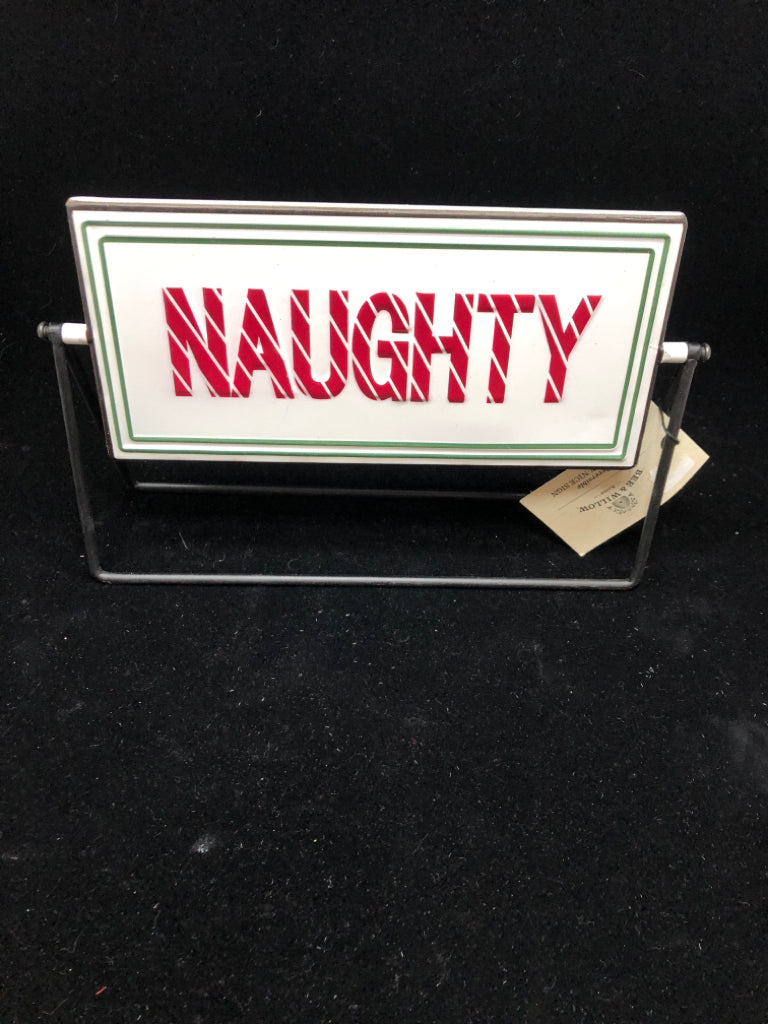 NAUGHTY/NICE METAL FLIP SIGN.