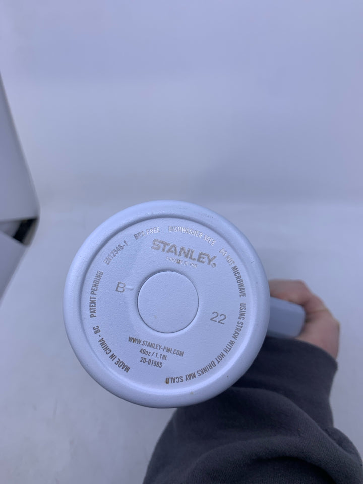 NEW LIGHT BLUE CUP W/ PINK WRITING.