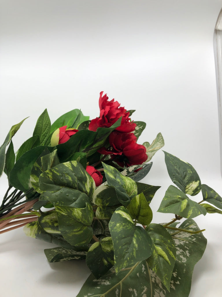 FAUX ROSE AND GREENERY BOUQUET.