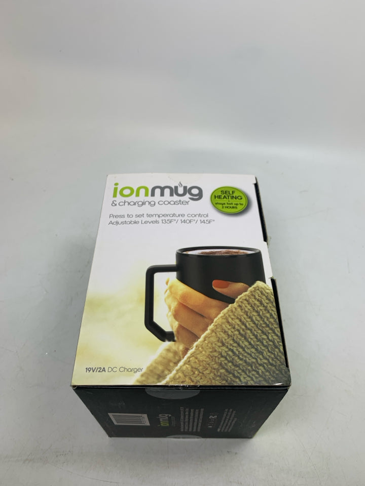 IN BOX ION MUG CHARGING COASTER STAINLESS STEEL SELF HEATING MUG.