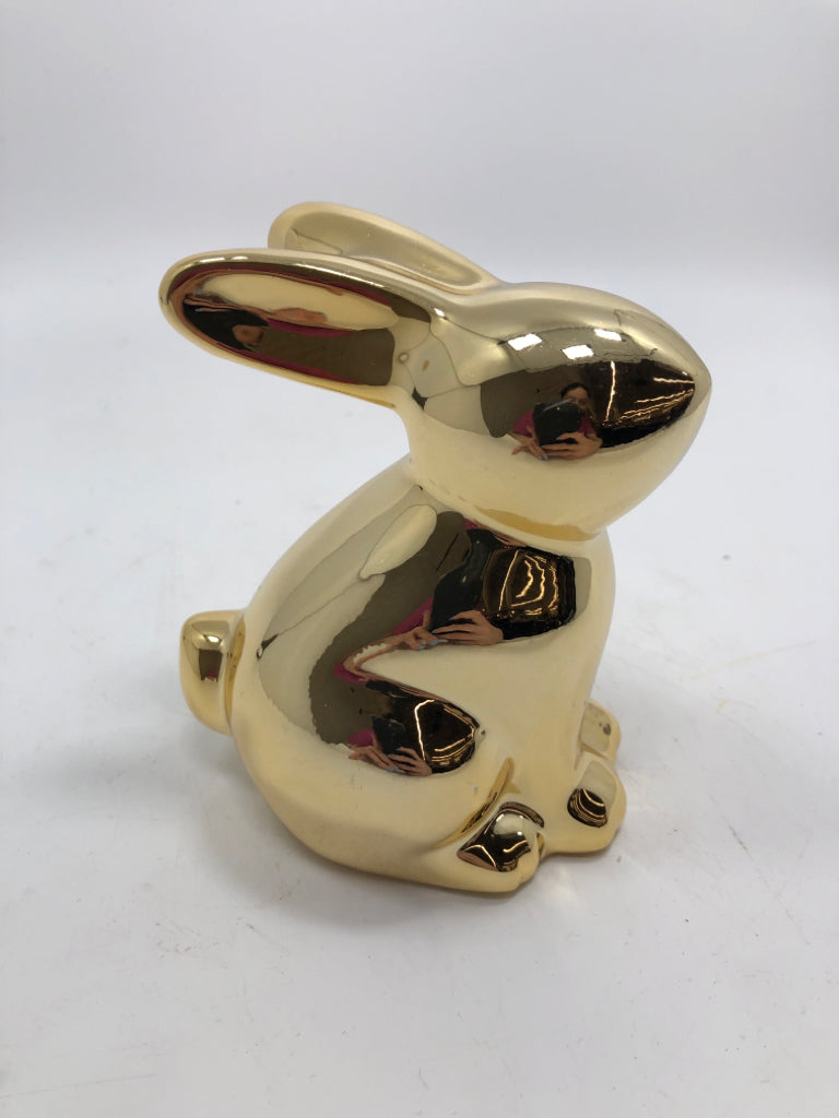GOLDEN CERAMIC BUNNY FIGURINE.