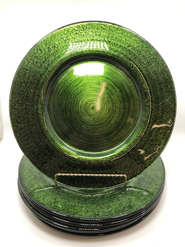6 GREEN CHARGER PLATES - CRATE&BARREL.