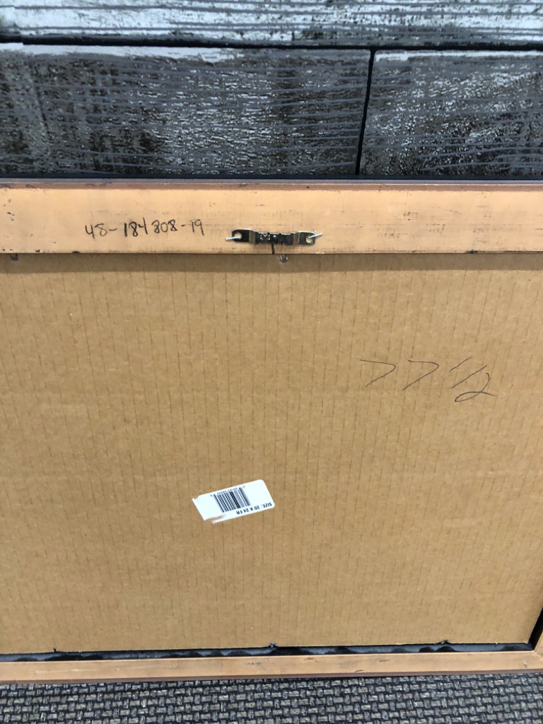 MOTHER & CHILD READING PICTURE IN EMBOSSED GOLD FRAME.