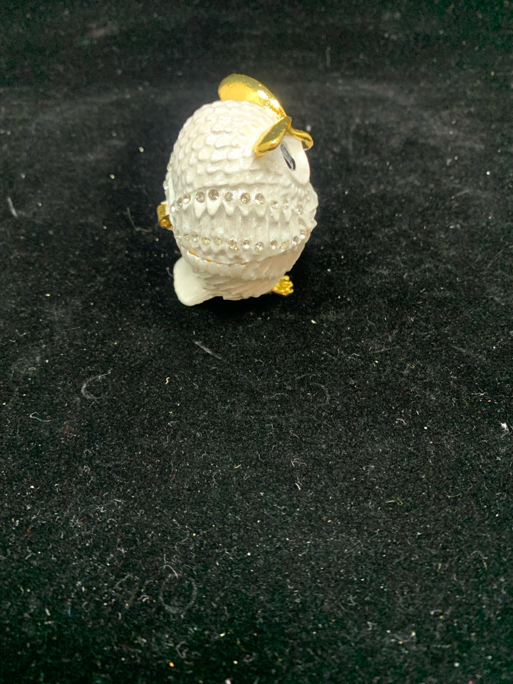 JEWELED OWL TRINKET BOX.
