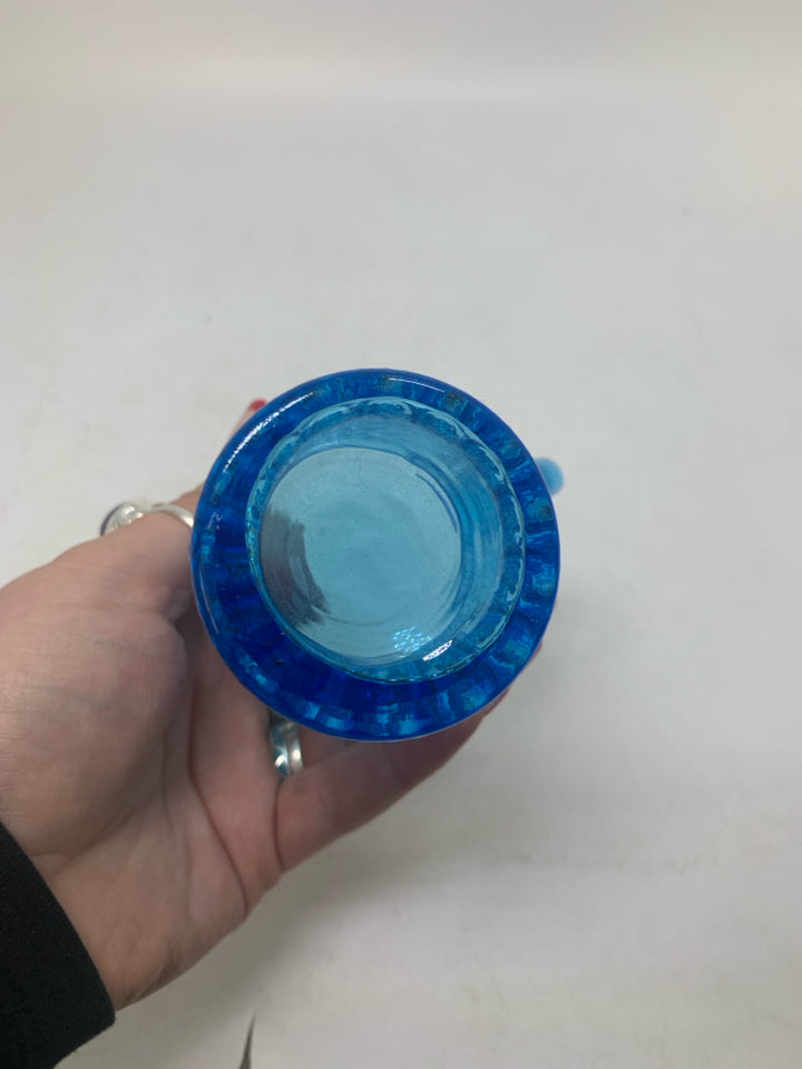 BLOWN LIGHT BLUE TEXTURED GLASS SMALL PITCHER.