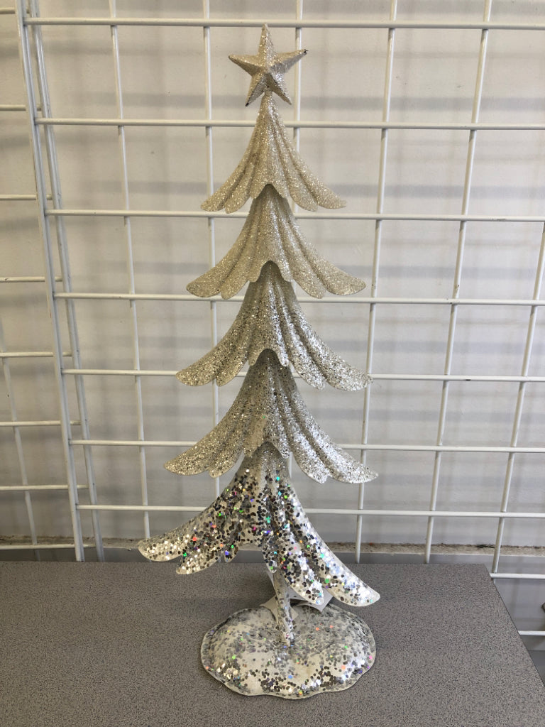 WHITE METAL SPARKLE TREE.