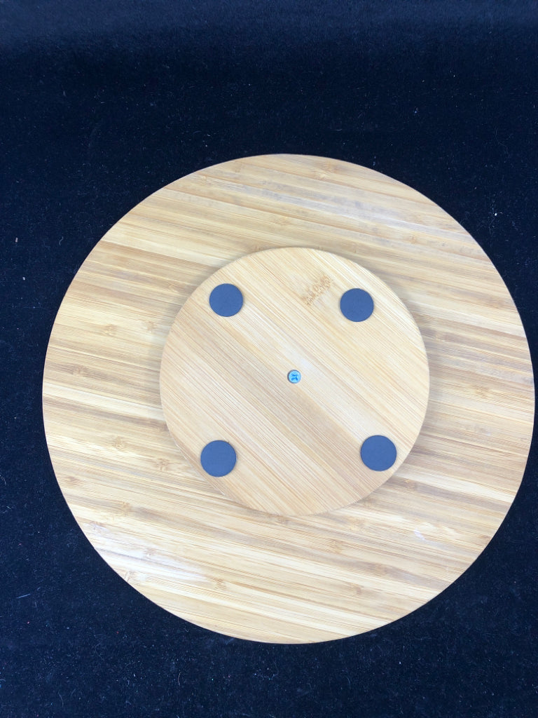 FRESH FLOWERS W/ BLUE TRUCK WOOD LAZY SUSAN.