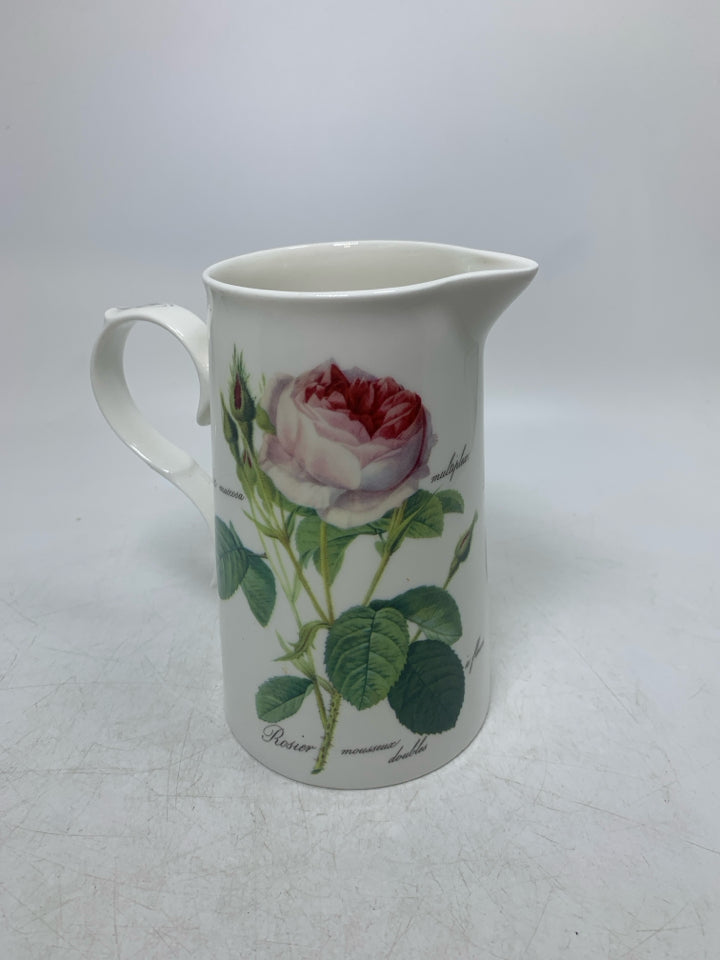 PINK ROSES BONE CHINA PITCHER.