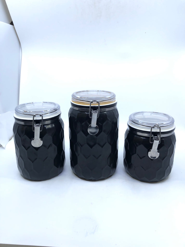 3 PC BLACK CANISTERS.