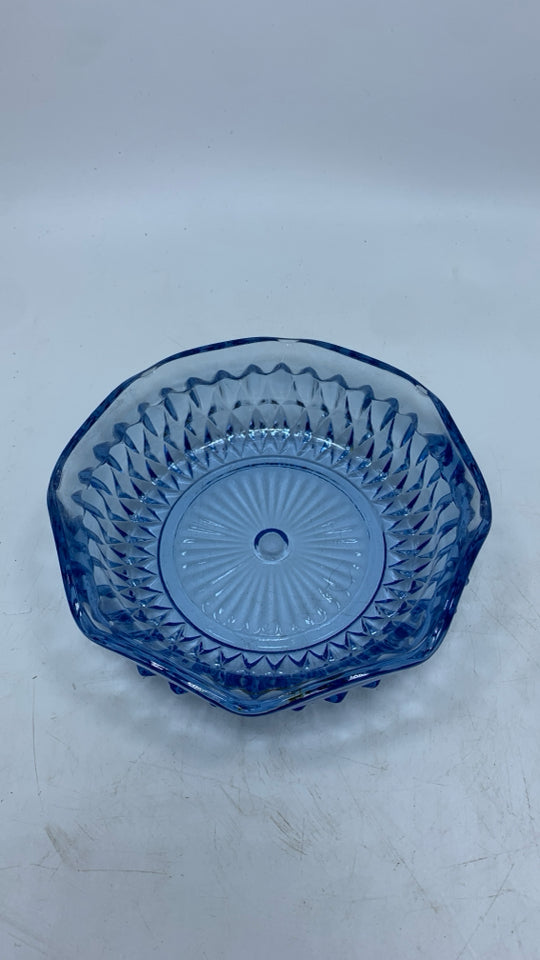 LIGHT BLUE GLASS HOBNAIL DIP DISH.
