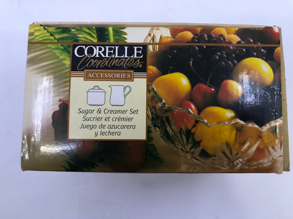 NIB WHITE SUGAR & CREAMER SET-CORELLE