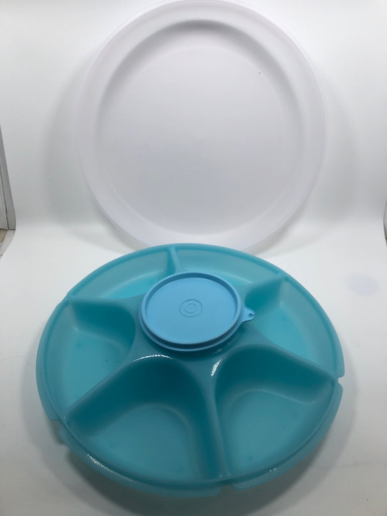 DIVIDED TUPPERWARE CHIP & DIP SET.