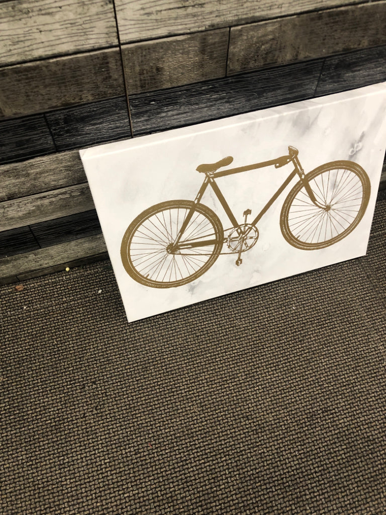 GOLD BIKE W/ MARBLE BACKGROUND CANVAS.