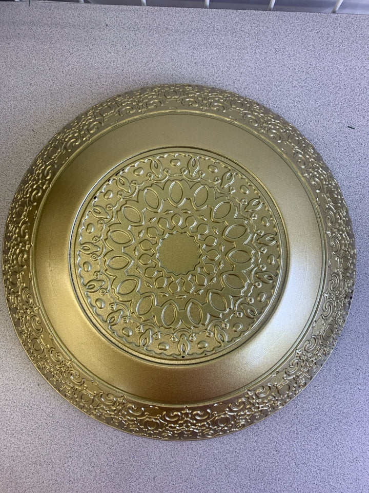 LARGE GLASS PURPLE/GREEN/GOLD DESIGN CENTERPIECE BOWL.