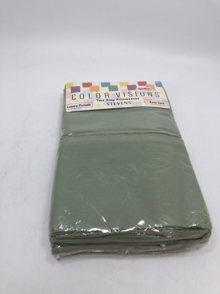 SAGE GREEN KING PILLOWCASES.