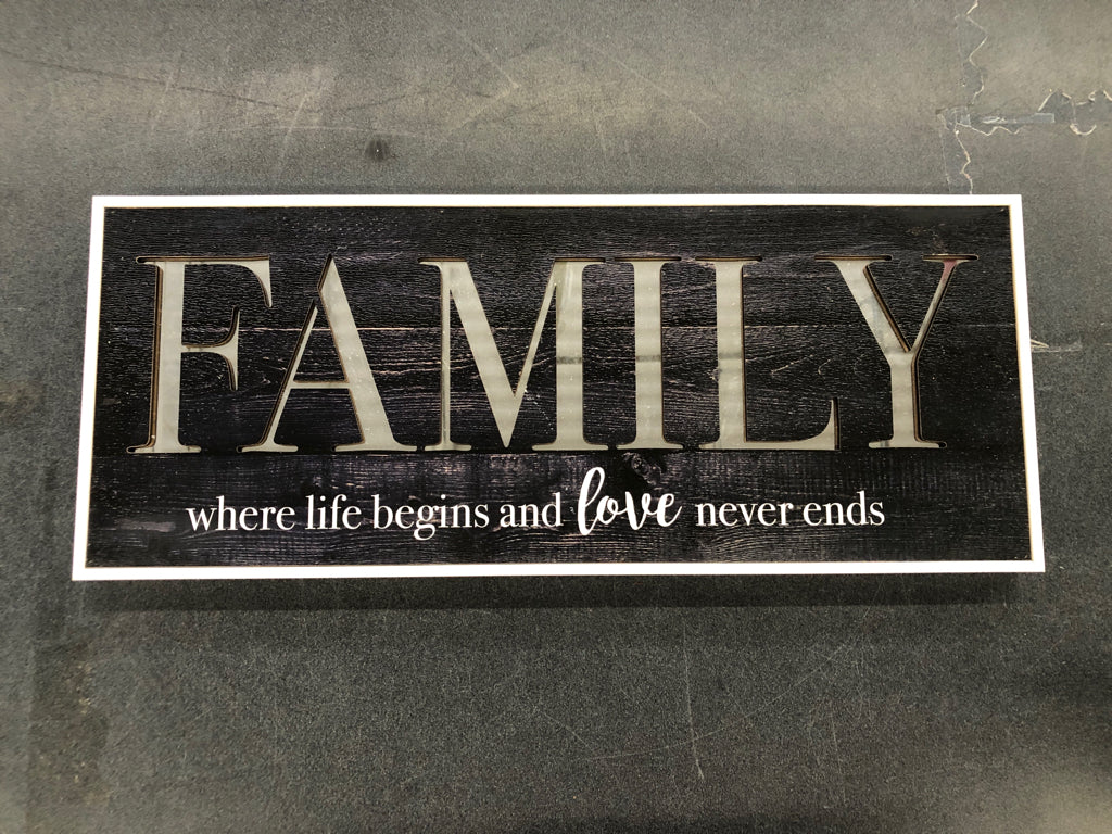 BLACK AND WHITE FAMILY MIRRORED WALL ART.