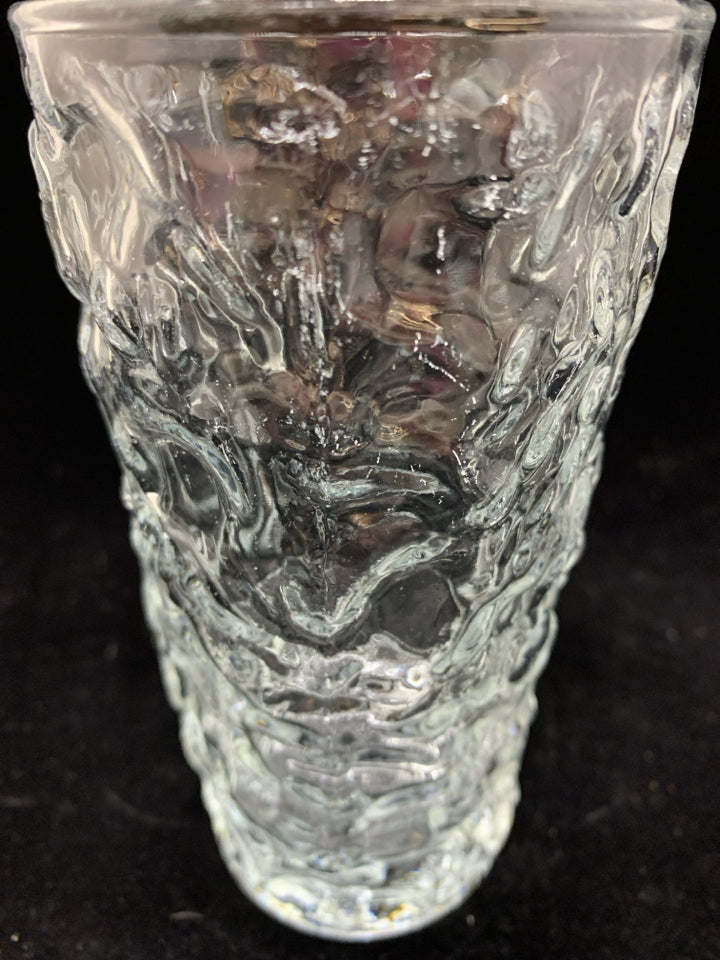 5 CRINKLE GLASS TUMBLERS.