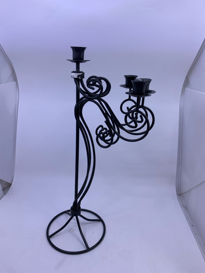 BLACK METAL CANDELABRA -FOLDABLE.