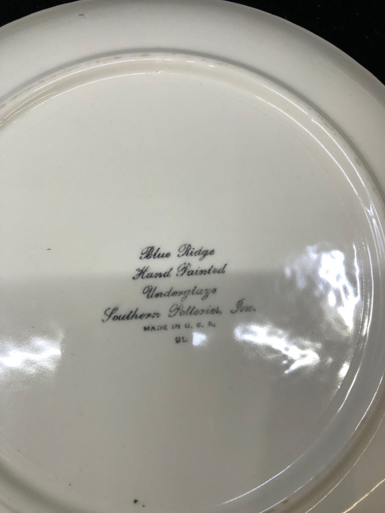 6 VTG YELLOW W RED FLOWERS - LUNCHEON PLATES.