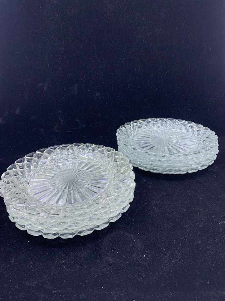 10 CUT GLASS LUNCH PLATES.