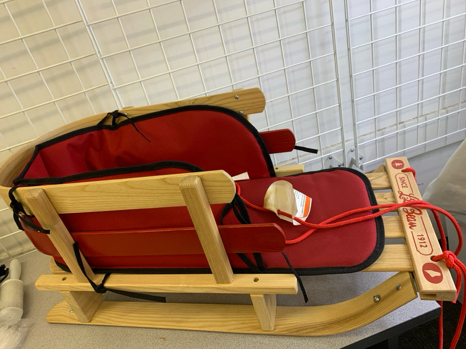 LL BEAN KIDS PULL SLED + CUSHIONS.