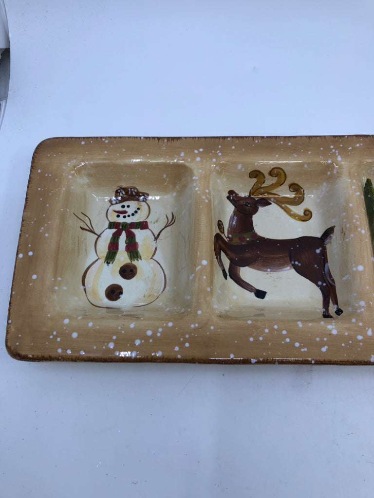 BROWN DIVIDED HOLIDAY SERVER.