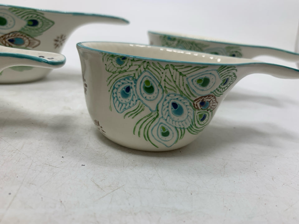 4PC CERAMIC PEACOCK FEATHERS MEASURING CUPS