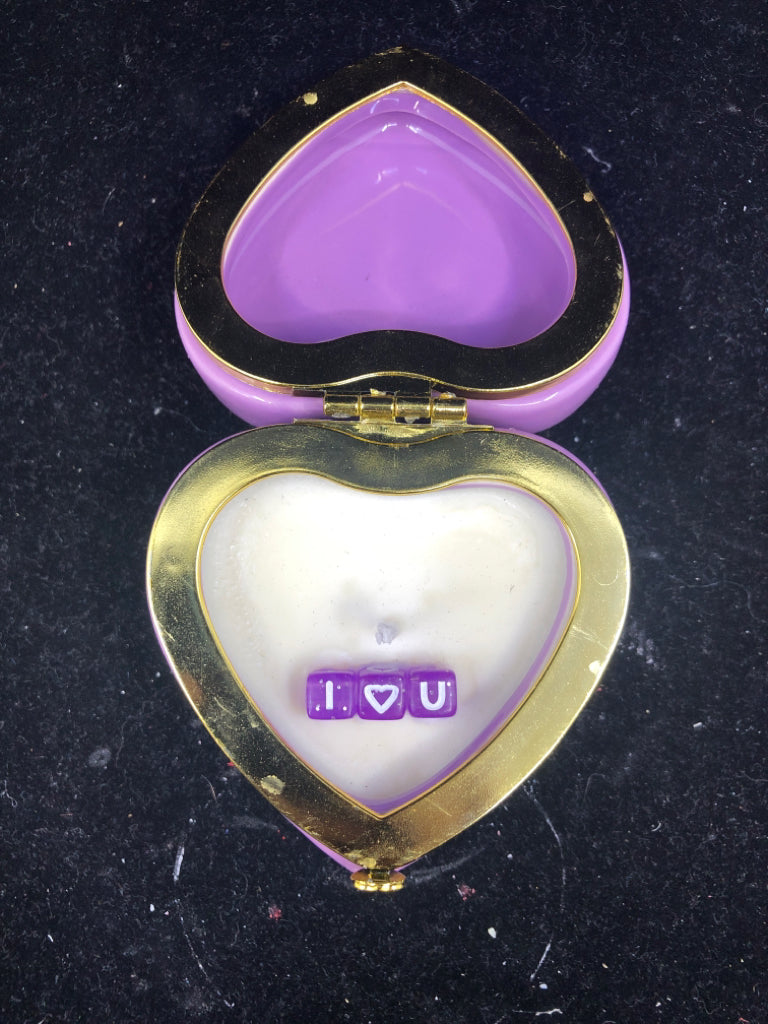 HANDMADE SOY WAX PURPLE HEART TRINKET BOX CANDLE.